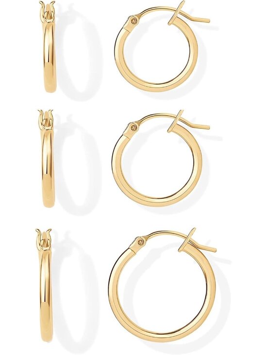 Jewelry - 18K Gold Plated 925 Sterling Silver Posts Small Hoop Earrings for Women - Trendy
